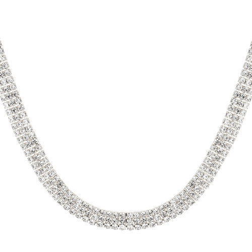 Ketting Feestelijk Strass Zilver Ketting Feestelijk Strass Zilver