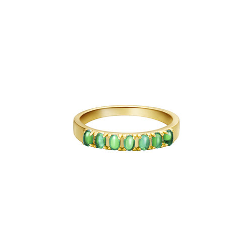 Ring Colored Row Goud/Groen Ring Colored Row Goud/Groen