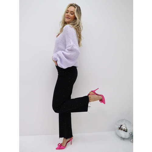 Sparkly Wide Leg Spijkerbroek Zwart Sparkly Wide Leg Spijkerbroek Zwart