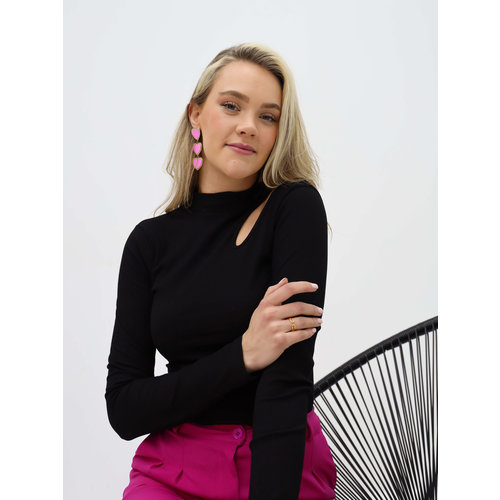 Cut Out Long Sleeve Top Black Cut Out Long Sleeve Top Black