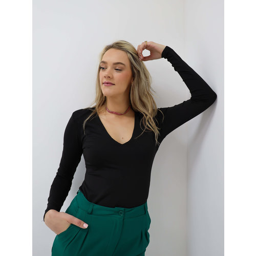 V-Hals Bodysuit Zwart V-Hals Bodysuit Zwart