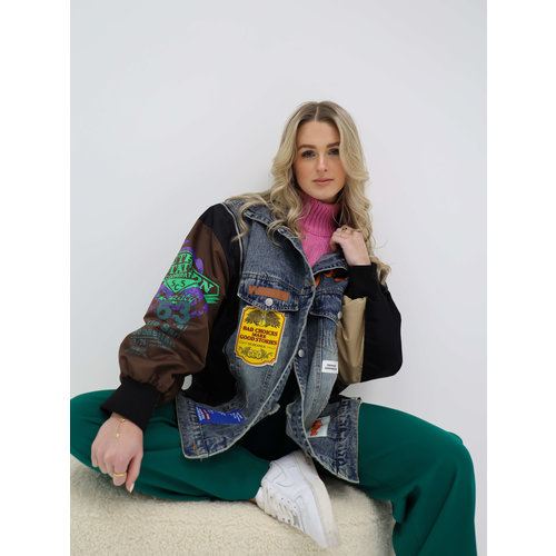 Oversized Patched Denim Jacket Oversized Patched Denim Jacket