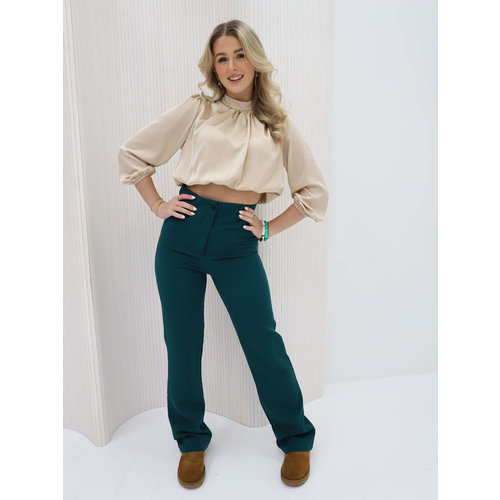 Broek met Rechte Pijpen Petrol Groen Broek met Rechte Pijpen Petrol Groen
