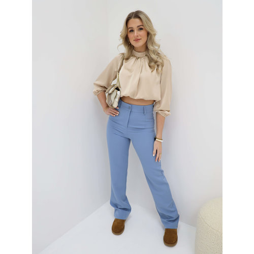 Broek met Rechte Pijpen Licht Blauw Broek met Rechte Pijpen Licht Blauw