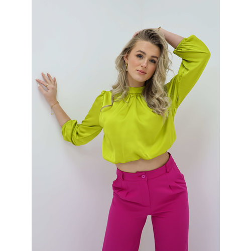 Korte Satijnen Blouse Lemon Korte Satijnen Blouse Lemon