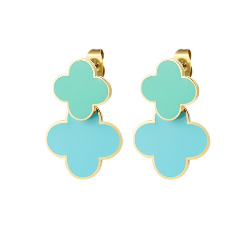 Earrings 2 Clovers Turquoise Earrings 2 Clovers Turquoise