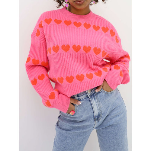 Hearts Jumper Fuchsia Hearts Jumper Fuchsia