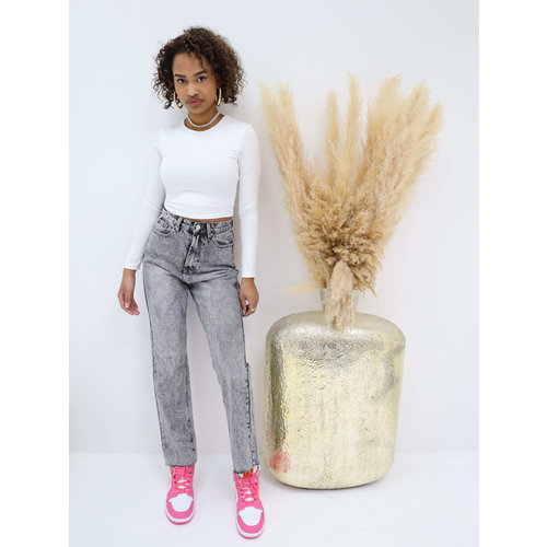 Mom Jeans Rhinestones Grey Mom Jeans Rhinestones Grey