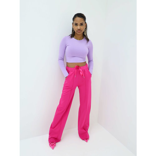 Broek Met Wijde Pijpen Fuchsia Broek Met Wijde Pijpen Fuchsia