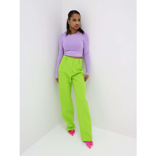 Broek met Rechte Pijpen Limoen Groen Broek met Rechte Pijpen Limoen Groen