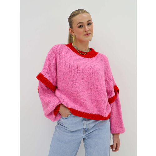 Oversized Wollen Trui Roze/Rood Oversized Wollen Trui Roze/Rood