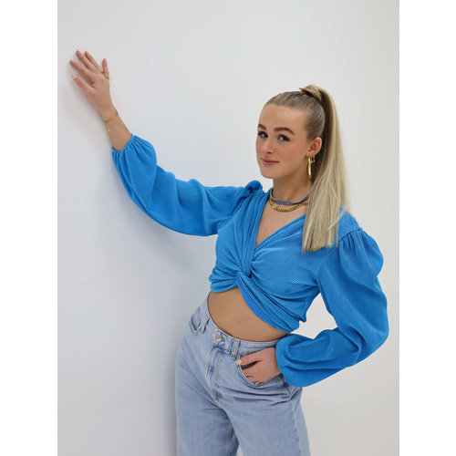 Plissé Crop Top Blue Plissé Crop Top Blue