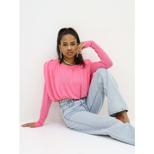 Long Sleeve Shoulder Top Fuchsia Long Sleeve Shoulder Top Fuchsia