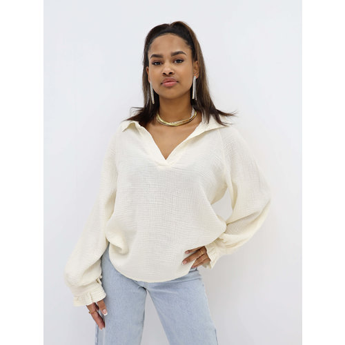 Katoenen Blouse Ecru Katoenen Blouse Ecru