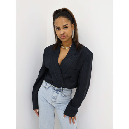 Reworked Cropped Blazer Blauw Reworked Cropped Blazer Blauw