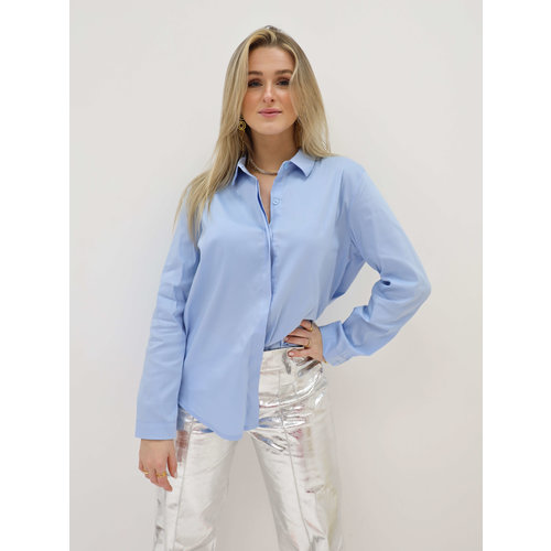 Knoop Blouse Blauw Knoop Blouse Blauw
