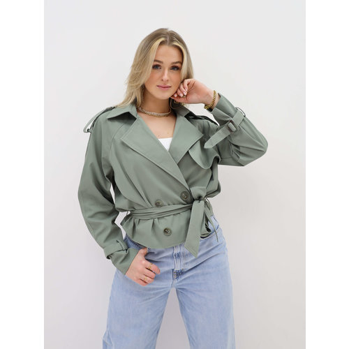 Cropped Trench Coat Green Cropped Trench Coat Green