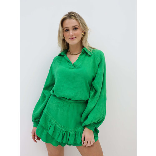 Cotton Ruffle Skort Green Cotton Ruffle Skort Green