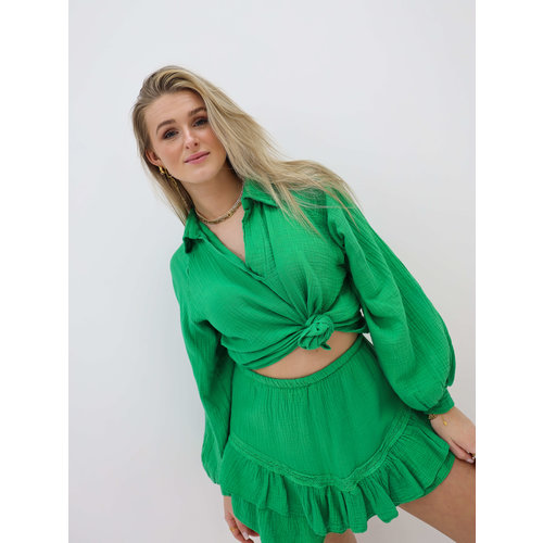 Cotton Long Sleeve Blouse Green Cotton Long Sleeve Blouse Green