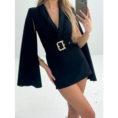 Cape Playsuit Black Cape Playsuit Black