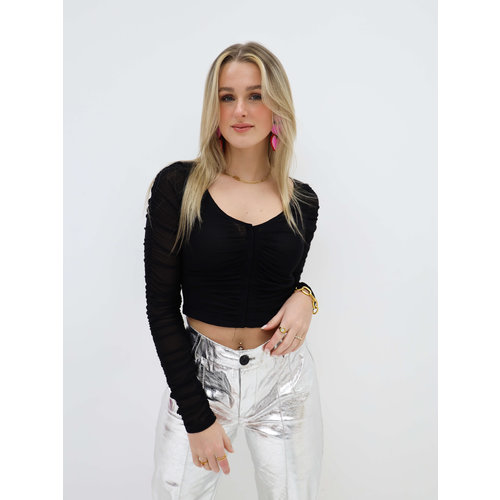 Draped Mesh Top Black Draped Mesh Top Black