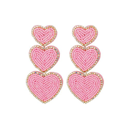 Earrings Beads 3 x Heart Light Pink Earrings Beads 3 x Heart Light Pink