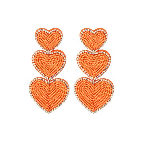 Earrings Beads 3 x Heart Orange Earrings Beads 3 x Heart Orange