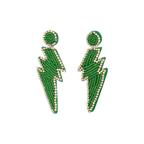 Earrings Beads Lightning Bolt Green Earrings Beads Lightning Bolt Green