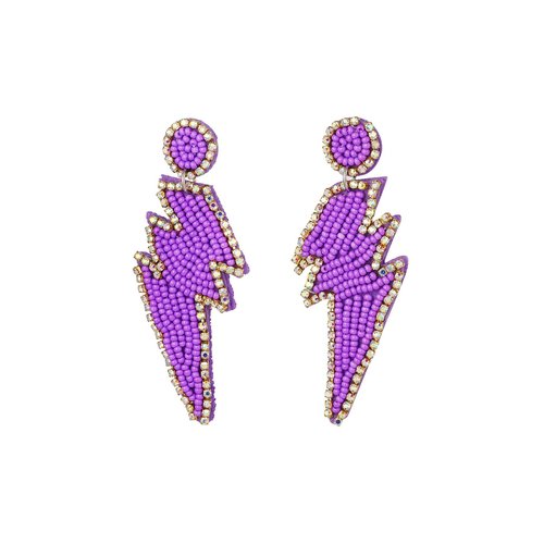 Earrings Beads Lightning Bolt Purple Earrings Beads Lightning Bolt Purple