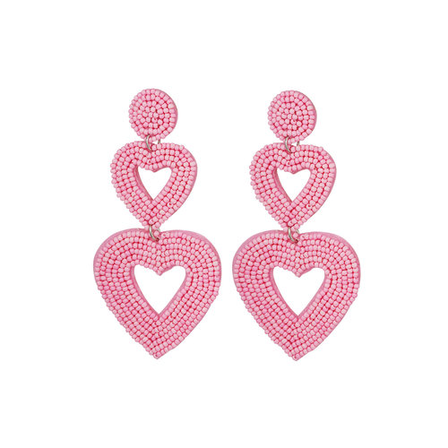 Double Heart Earrings Pink Double Heart Earrings Pink