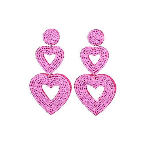Double Heart Earrings Fuchsia Double Heart Earrings Fuchsia