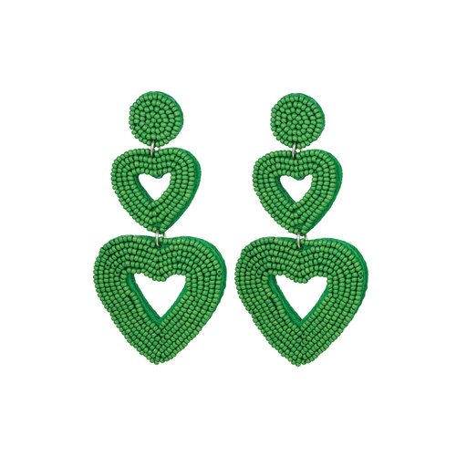 Double Heart Earrings Green Double Heart Earrings Green