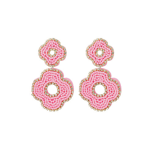 Earrings Beads Double Flower Light Pink Earrings Beads Double Flower Light Pink