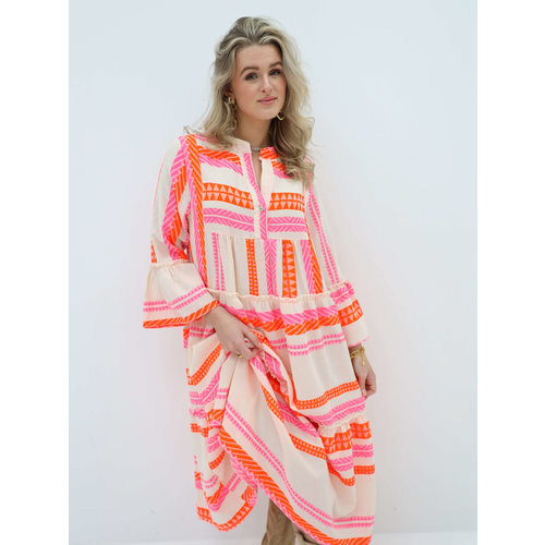 Maxi Print Dress Orange/Pink Maxi Print Dress Orange/Pink