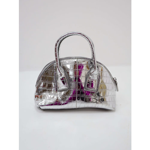 Croco Mini Tas Metallic Zilver Croco Mini Tas Metallic Zilver
