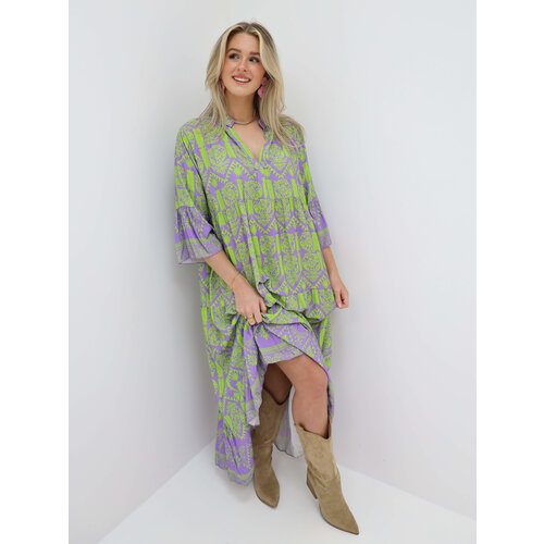 Print Maxi Jurk Paars/Groen Print Maxi Jurk Paars/Groen