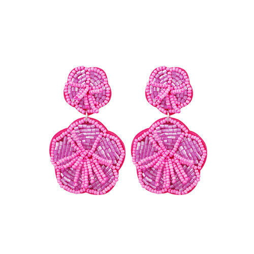 Kralen Oorbellen Flower Power Fuchsia Kralen Oorbellen Flower Power Fuchsia