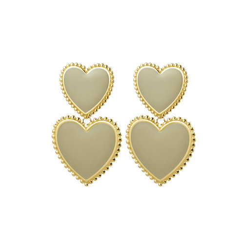 Oorbellen 2 x Hart Stainless Steel Beige Oorbellen 2 x Hart Stainless Steel Beige