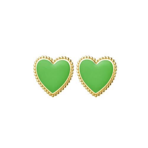 Oorknopjes Hart Chique Stainless Steel Groen Oorknopjes Hart Chique Stainless Steel Groen
