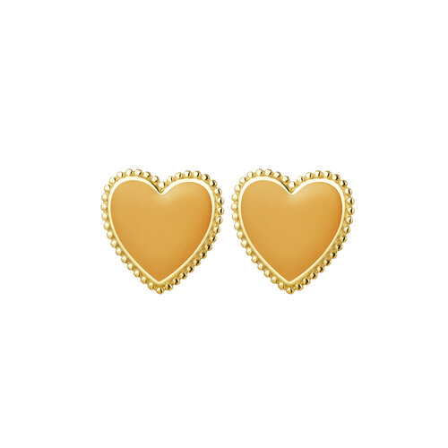 Oorknopjes Hart Chique Stainless Steel Mustard Oorknopjes Hart Chique Stainless Steel Mustard