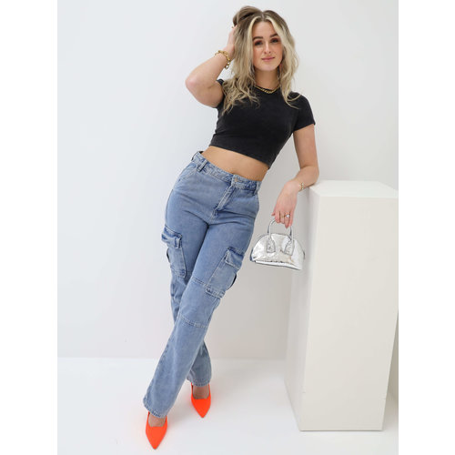 Cargo Broek Denim Blauw Cargo Broek Denim Blauw