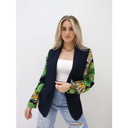 Vintage Reworked Blazer Leaf Blue Vintage Reworked Blazer Leaf Blue