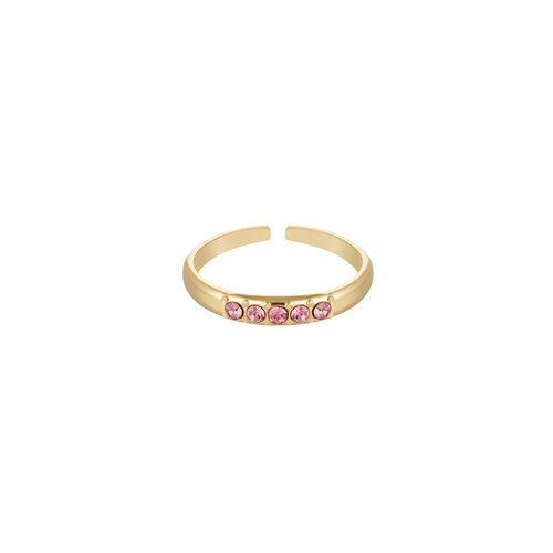 Ring Met Steentjes Roestvrij Staal Roze&Goud Ring Met Steentjes Roestvrij Staal Roze&Goud