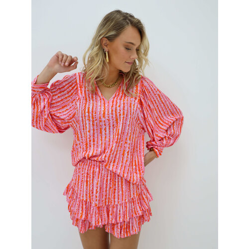 Print Ruffle Skort Roze Print Ruffle Skort Roze