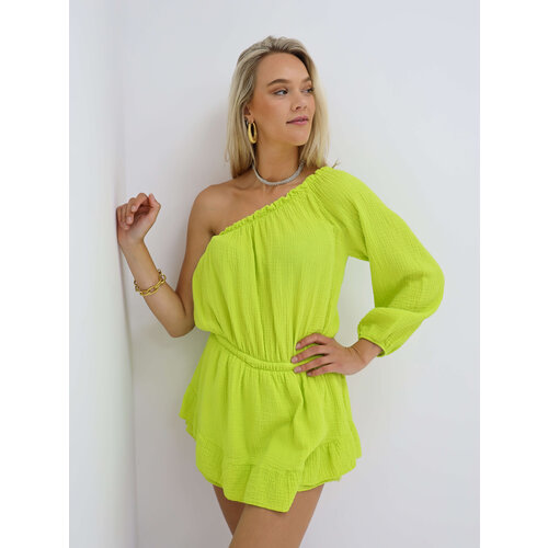 One Shoulder Playsuit Lime One Shoulder Playsuit Lime