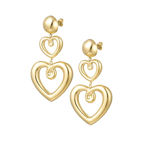 Earrings Cute Hearts Stainless Steel Gold Earrings Cute Hearts Stainless Steel Gold