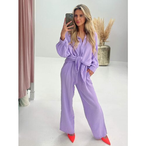 Tetra Button Blouse Lilac Tetra Button Blouse Lilac
