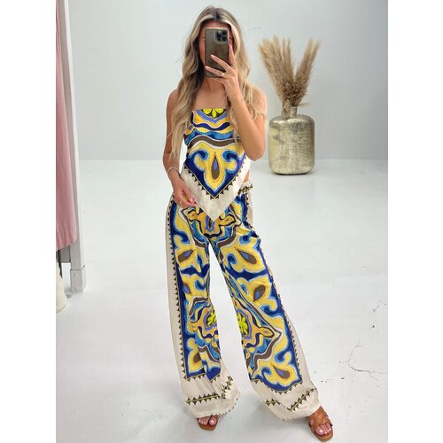Wide Print Trousers Blue/Yellow Wide Print Trousers Blue/Yellow