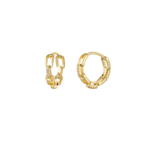 Earrings Links With Zircon Gold Earrings Links With Zircon Gold