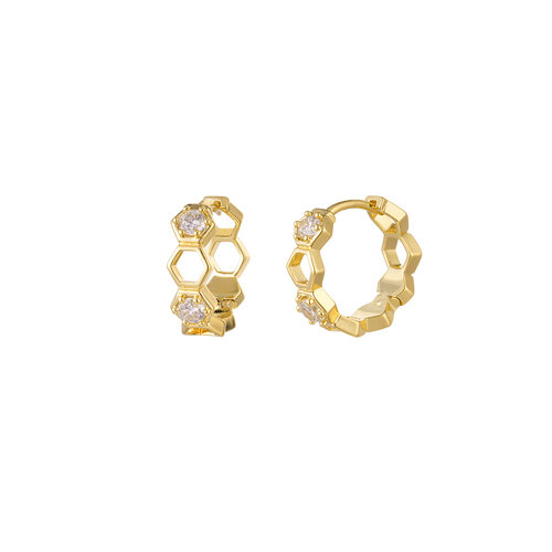 Hoops Hexagon Gold Hoops Hexagon Gold